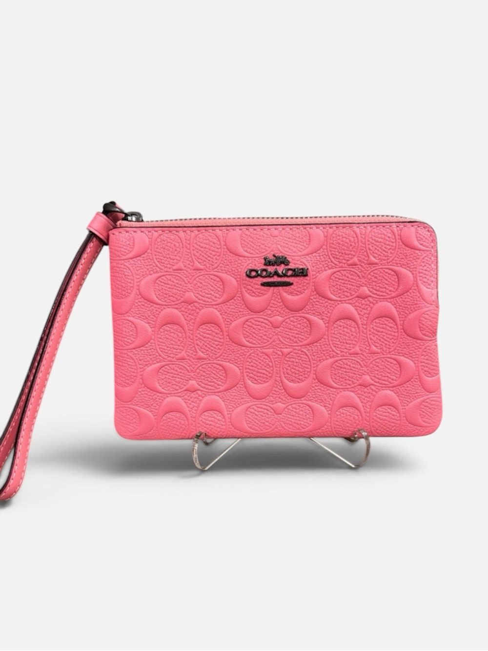 Coach Signature Embossed Pink Wristlet